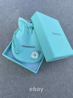 Tiffany & Co Silver Blue Enamel 1837 Circle Charm Pendant For Necklace Bracelet