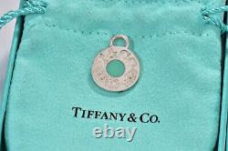 Tiffany & Co Silver Blue Enamel 1837 Circle Charm Pendant For Necklace Bracelet
