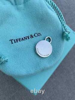 Tiffany & Co Silver Blue Enamel 1837 Circle Charm Pendant For Necklace Bracelet