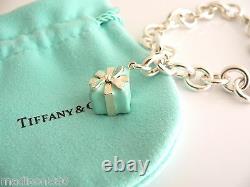 Tiffany & Co Silver Blue Enamel Gift Box Bracelet Bangle Charm Clasp Gift Pouch