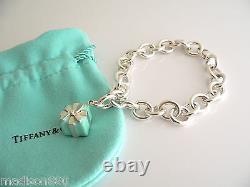 Tiffany & Co Silver Blue Enamel Gift Box Bracelet Bangle Charm Clasp Gift Pouch