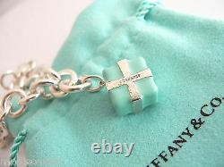 Tiffany & Co Silver Blue Enamel Gift Box Bracelet Bangle Charm Clasp Gift Pouch