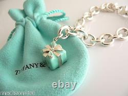 Tiffany & Co Silver Blue Enamel Gift Box Bracelet Bangle Charm Clasp Gift Pouch