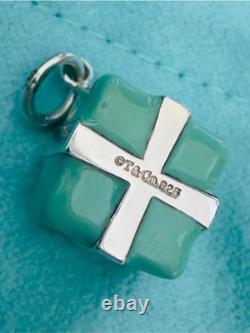 Tiffany & Co Silver Blue Enamel Gift Box Charm Bracelet or Pendant Present