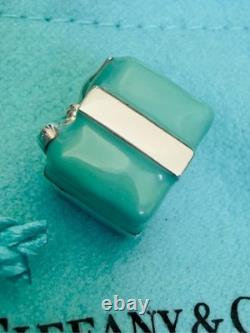 Tiffany & Co Silver Blue Enamel Gift Box Charm Bracelet or Pendant Present