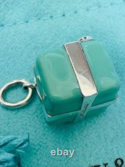 Tiffany & Co Silver Blue Enamel Gift Box Charm Bracelet or Pendant Present