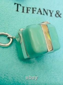Tiffany & Co Silver Blue Enamel Gift Box Charm Bracelet or Pendant Present