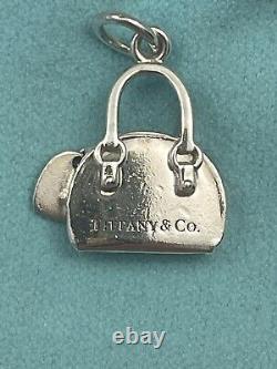 Tiffany & Co. Silver Blue Enamel Heart Handbag Charm Pendant 4 Necklace Bracelet