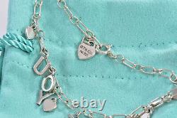 Tiffany & Co Silver Blue Enamel Heart I Love You Notes 7 Charm Bracelet Boxed