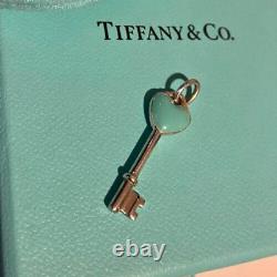 Tiffany & Co Silver Blue Enamel Heart Key Charm Pendant 4 Necklace Bracelet 925