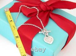 Tiffany & Co Silver Blue Enamel Heart Love Toggle Bracelet 6.5 Small Wrist