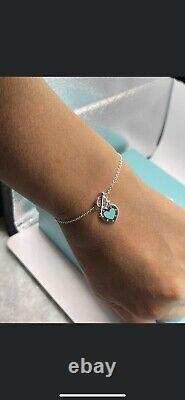 Tiffany & Co Silver Blue Enamel Heart Love Toggle Bracelet. New
