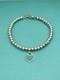 Tiffany & Co Silver & Blue Enamel Heart Tag Mini Bead Bracelet 6.5 Rrp $510