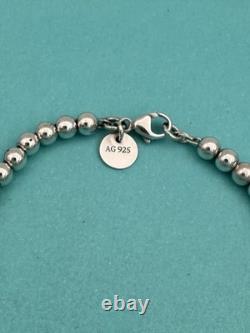 Tiffany & Co Silver & Blue Enamel Heart Tag Mini Bead Bracelet RRP $510