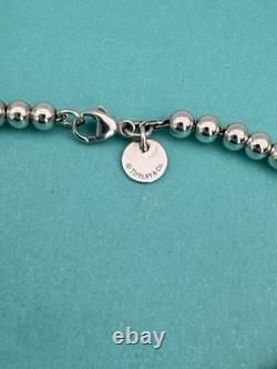 Tiffany & Co Silver & Blue Enamel Heart Tag Mini Bead Bracelet RRP $510