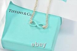 Tiffany & Co Silver Blue Enamel Infinity 6.75 Double Chain Charm Bracelet Boxed