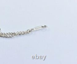 Tiffany & Co Silver Blue Enamel Infinity 6.75 Double Chain Charm Bracelet Boxed