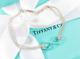 Tiffany & Co Silver Blue Enamel Infinity 7 Double Chain Charm Bracelet In Pouch