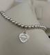 Tiffany & Co Silver Blue Enamel Mini Heart Tag Charm Bead Ball Bracelet