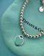 Tiffany & Co Silver Blue Enamel Mini Heart Tag Charm Bead Ball Bracelet Pristine