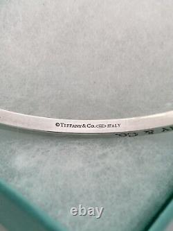 Tiffany & Co Silver & Blue Enamel Stripe Bangle Bracelet VERY RARE