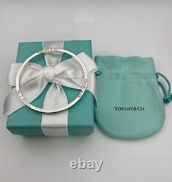 Tiffany & Co Silver & Blue Enamel Stripe Bangle Bracelet VERY RARE
