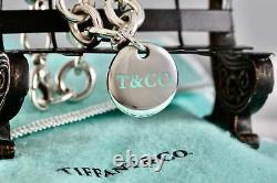 Tiffany & Co. Silver Blue Enamel T & Co. Circle Disc Pendant Bracelet