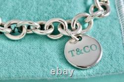 Tiffany & Co. Silver Blue Enamel T & Co. Circle Disc Pendant Bracelet