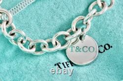 Tiffany & Co. Silver Blue Enamel T & Co. Circle Disc Pendant Bracelet