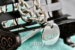 Tiffany & Co. Silver Blue Enamel T & Co. Circle Disc Pendant Bracelet