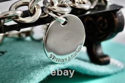 Tiffany & Co. Silver Blue Enamel T & Co. Circle Disc Pendant Bracelet