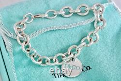 Tiffany & Co. Silver Blue Enamel T & Co. Circle Disc Pendant Bracelet