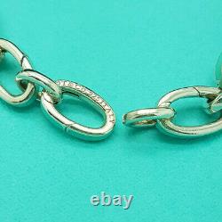 Tiffany & Co. Silver Blue enamel Oval Clasping Link 7.75 Italy Charm Bracelet