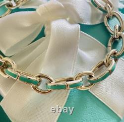 Tiffany Co Silver Clasp Clasping Oval Link Bracelet Blue Enamel Giftable
