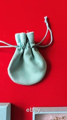 Tiffany & Co. Silver Diamond Blue Enamel Return RTT Heart Bead Ball Bracelet 6.5