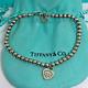 Tiffany & Co Silver Return Love Blue Enamel Mini Heart Tag Bead Ball Bracelet 7