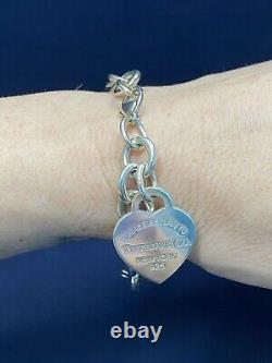 Tiffany & Co Silver Return To Tiffany Blue Enamel Heart Tag Bracelet