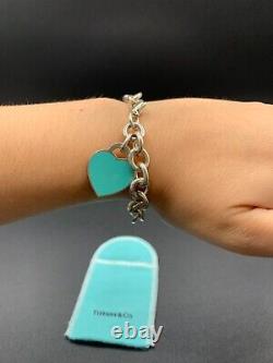 Tiffany & Co. Silver Return to Tiffany Blue Enamel Heart Bracelet