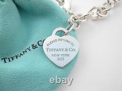 Tiffany & Co Silver Return to Tiffany Blue Enamel Heart Charm Bracelet