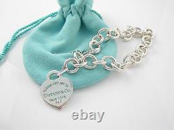 Tiffany & Co Silver Return to Tiffany Blue Enamel Heart Charm Bracelet