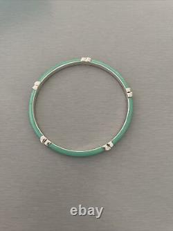 Tiffany & Co Silver Signature X Blue Enamel Bangle Bracelet 7 7.5