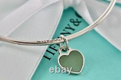 Tiffany & Co. Small Blue Enamel Heart Dangle Bangle Bracelet Custom