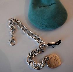 Tiffany Co Sterling Blue Enamel Shoe & Heart Charms w 8 Tiffany Charm Bracelet