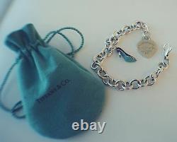 Tiffany Co Sterling Blue Enamel Shoe & Heart Charms w 8 Tiffany Charm Bracelet