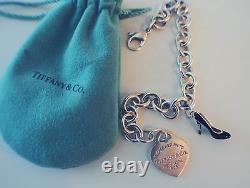 Tiffany Co Sterling Blue Enamel Shoe & Heart Charms w 8 Tiffany Charm Bracelet