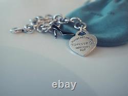 Tiffany Co Sterling Blue Enamel Shoe & Heart Charms w 8 Tiffany Charm Bracelet