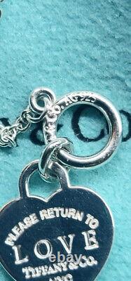 Tiffany & Co Sterling Rattle Blue Heart Enamel Toggle Bracelet 6.25