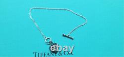 Tiffany & Co Sterling Rattle Blue Heart Enamel Toggle Bracelet 6.75