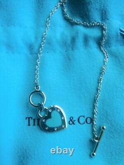 Tiffany & Co Sterling Return To Tiffany Blue Enamel Love Heart Toggle Bracelet