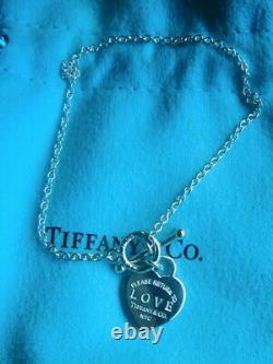 Tiffany & Co Sterling Return To Tiffany Blue Enamel Love Heart Toggle Bracelet